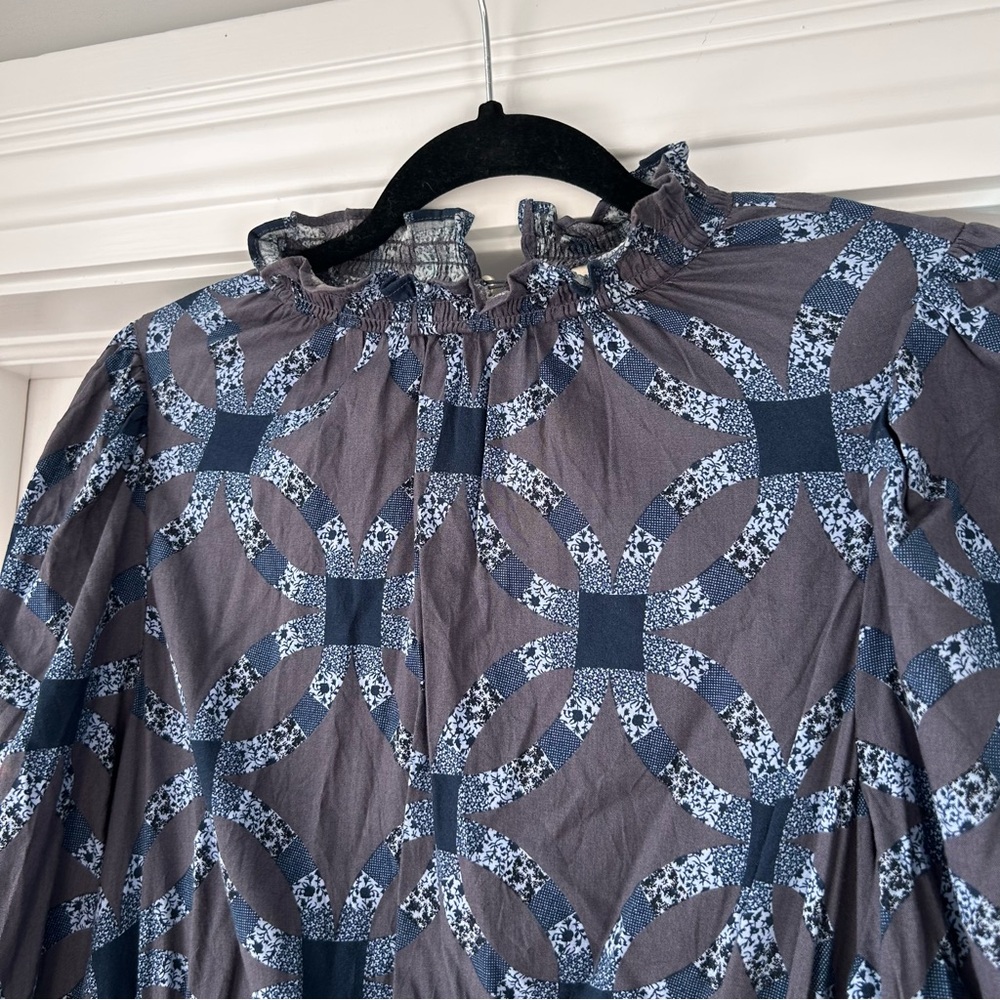 Universal Thread Women's Quilt Print Prairie High Collar Maxi Dress - Picture 3 of 7